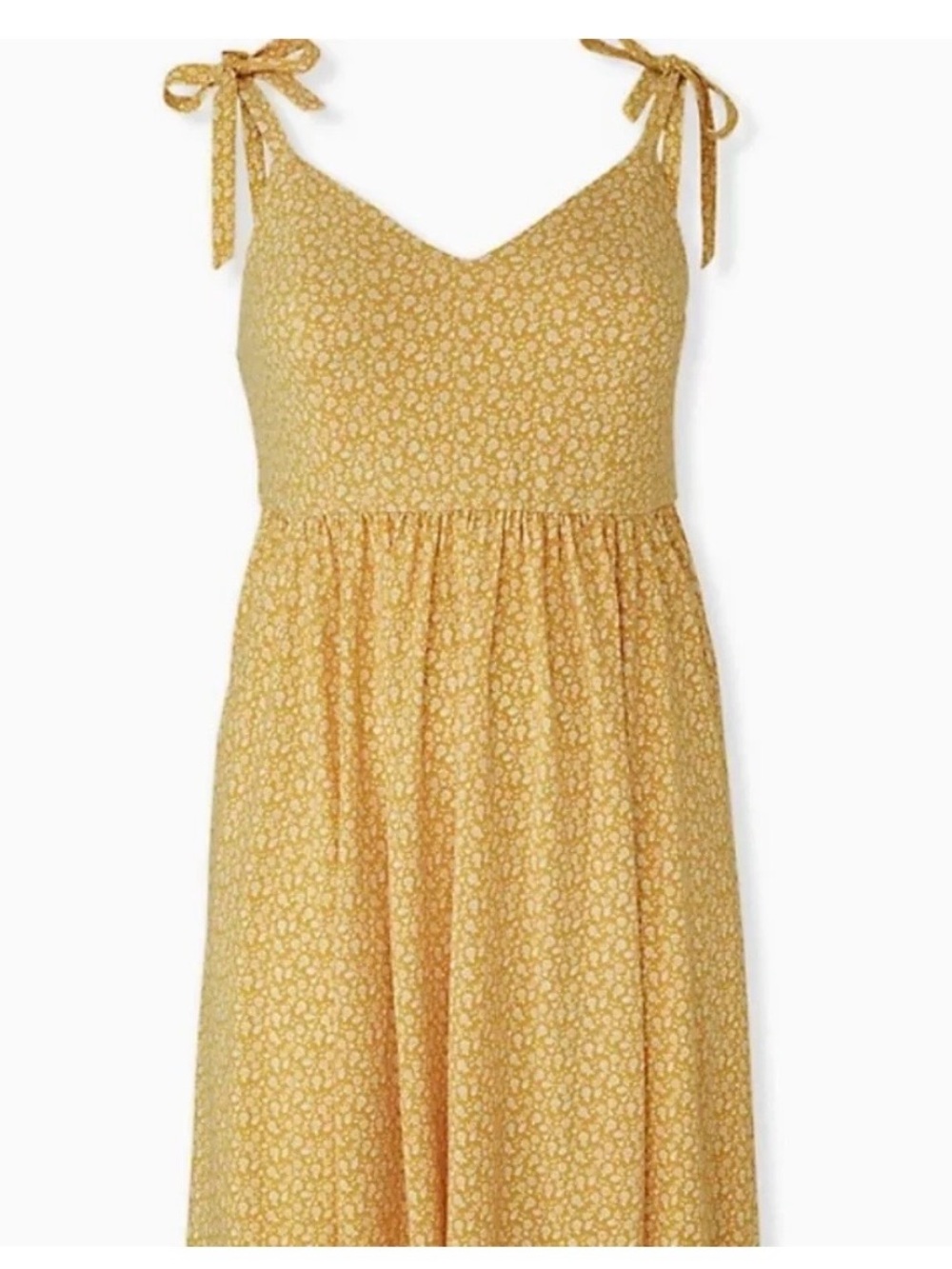 torrid Mustard Yellow Floral Tie-Shoulder Midi Dress